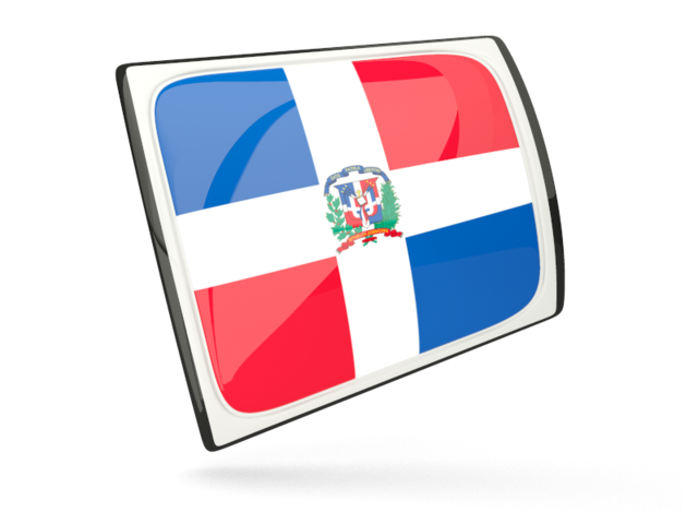 Glossy rectangular icon. Download flag icon of Dominican Republic at PNG format