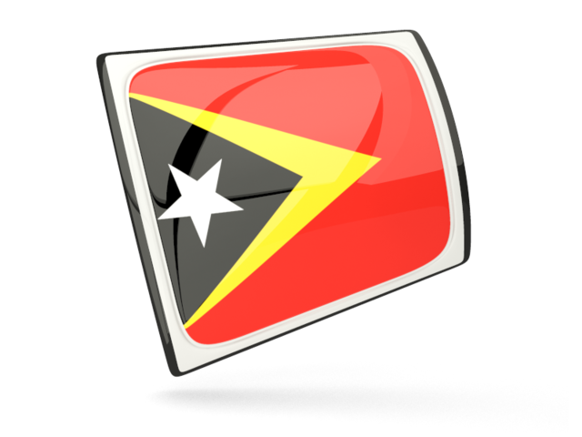 Глянцевая прямоугольная иконка. Скачать флаг. Восточный Тимор