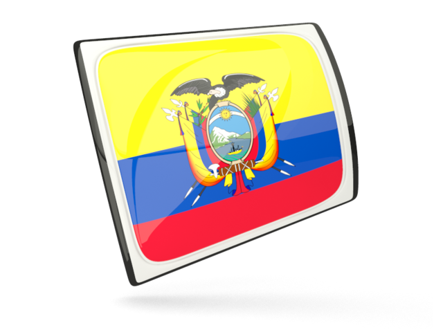 Glossy rectangular icon. Download flag icon of Ecuador at PNG format