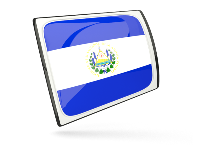 Glossy rectangular icon. Download flag icon of El Salvador at PNG format