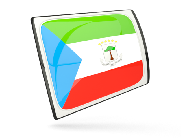 Glossy rectangular icon. Download flag icon of Equatorial Guinea at PNG format