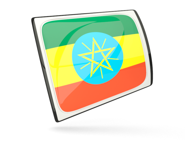 Глянцевая прямоугольная иконка. Скачать флаг. Эфиопия