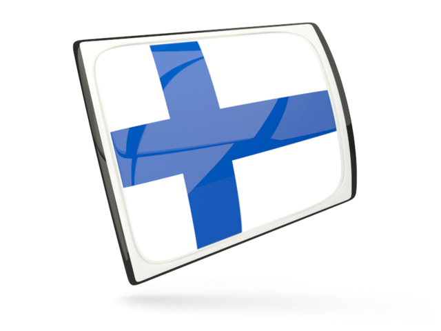 Глянцевая прямоугольная иконка. Скачать флаг. Финляндия