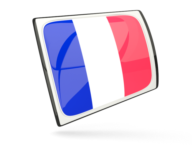 Glossy rectangular icon. Download flag icon of France at PNG format