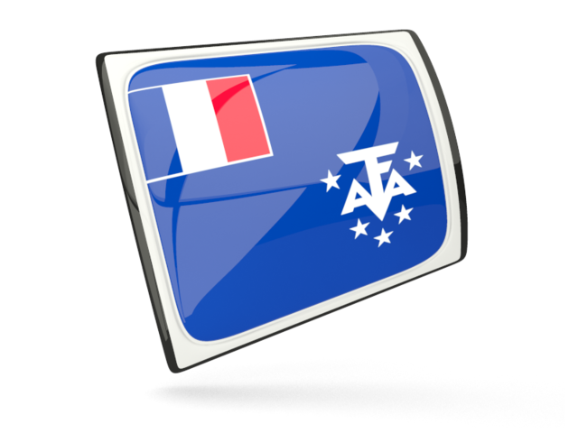Glossy rectangular icon. Download flag icon of French Southern and Antarctic Lands at PNG format