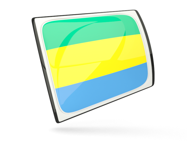 Glossy rectangular icon. Download flag icon of Gabon at PNG format