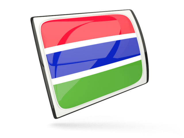 Glossy rectangular icon. Download flag icon of Gambia at PNG format
