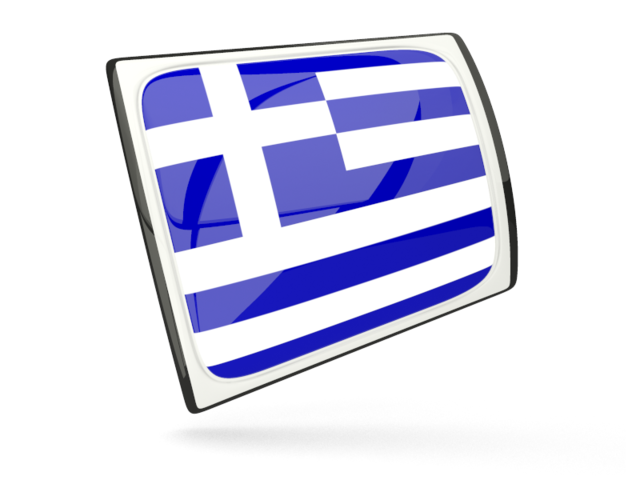 Glossy rectangular icon. Download flag icon of Greece at PNG format