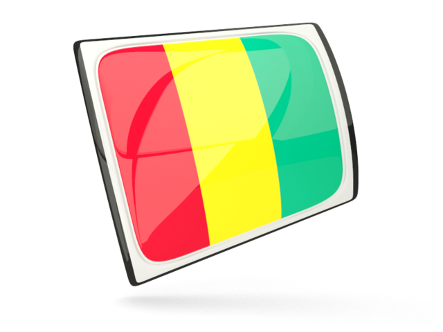 Glossy rectangular icon. Download flag icon of Guinea at PNG format