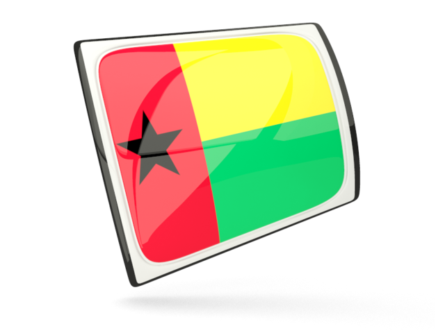 Глянцевая прямоугольная иконка. Скачать флаг. Гвинея-Бисау