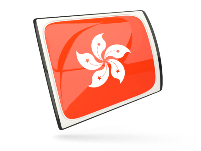 Glossy rectangular icon. Download flag icon of Hong Kong at PNG format