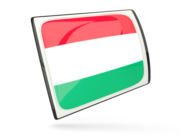 Glossy rectangular icon. Download flag icon of Hungary at PNG format