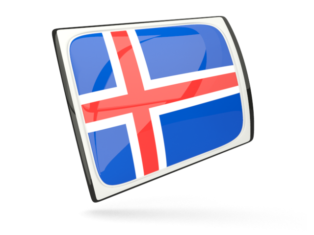 Glossy rectangular icon. Download flag icon of Iceland at PNG format
