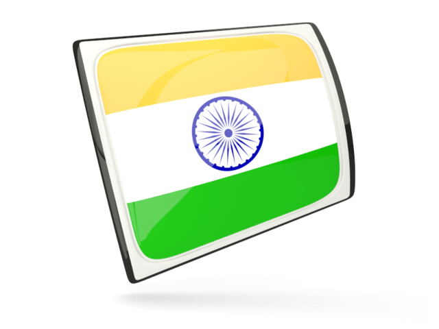 Glossy rectangular icon. Download flag icon of India at PNG format