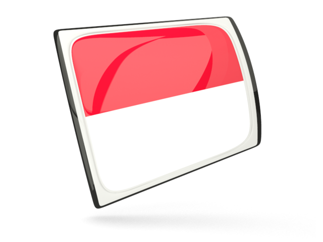 Glossy rectangular icon. Download flag icon of Indonesia at PNG format
