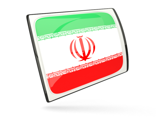 Glossy rectangular icon. Download flag icon of Iran at PNG format