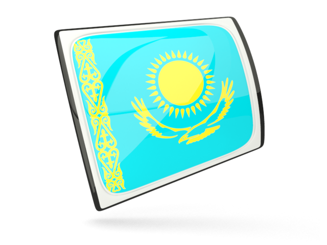 Glossy rectangular icon. Download flag icon of Kazakhstan at PNG format