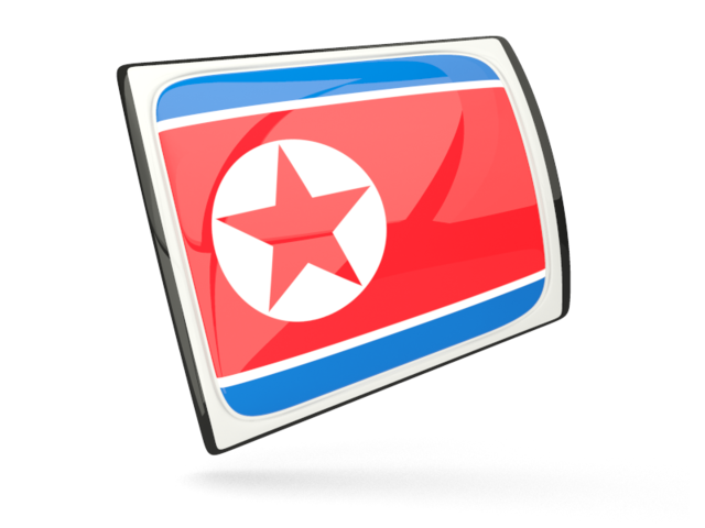 Глянцевая прямоугольная иконка. Скачать флаг. Северная Корея