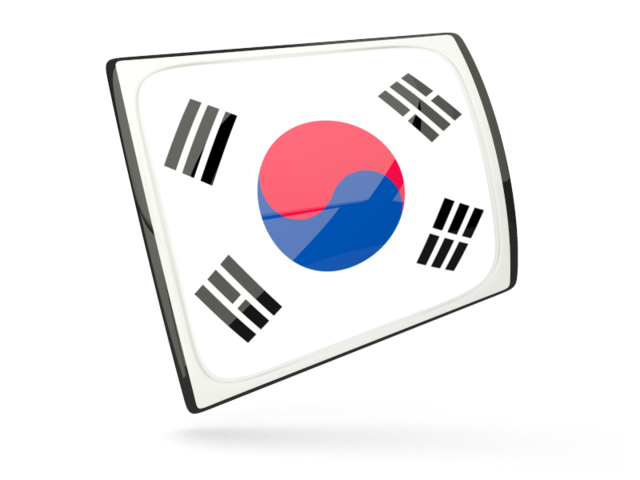 Глянцевая прямоугольная иконка. Скачать флаг. Южная Корея