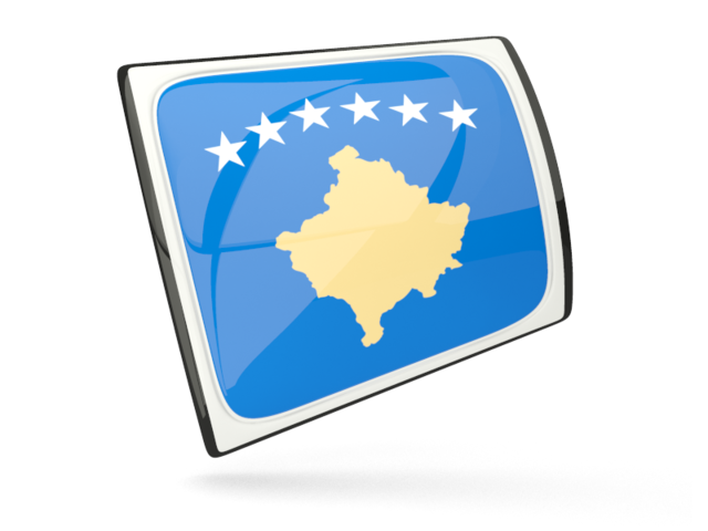 Glossy rectangular icon. Download flag icon of Kosovo at PNG format