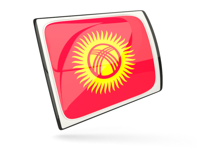 Glossy rectangular icon. Download flag icon of Kyrgyzstan at PNG format
