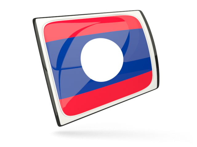 Glossy rectangular icon. Download flag icon of Laos at PNG format