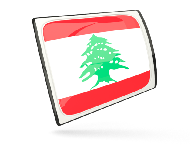 Glossy rectangular icon. Download flag icon of Lebanon at PNG format