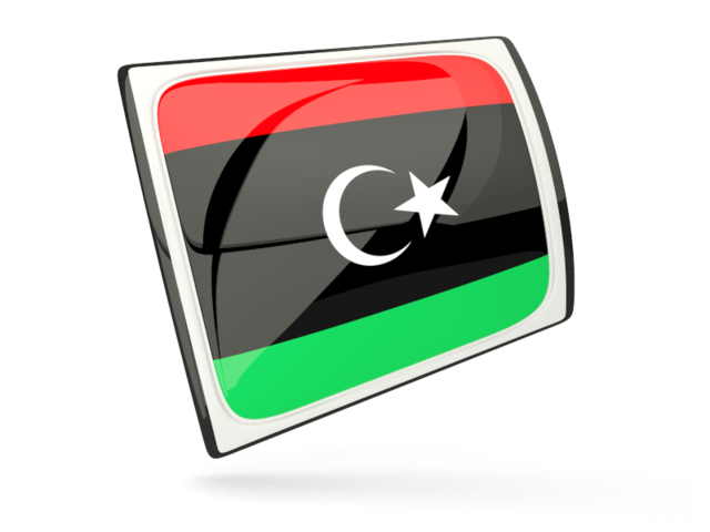 Glossy rectangular icon. Download flag icon of Libya at PNG format