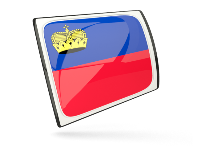 Glossy rectangular icon. Download flag icon of Liechtenstein at PNG format