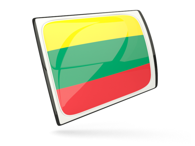 Glossy rectangular icon. Download flag icon of Lithuania at PNG format