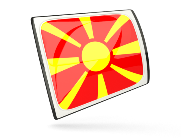 Глянцевая прямоугольная иконка. Скачать флаг. Македония