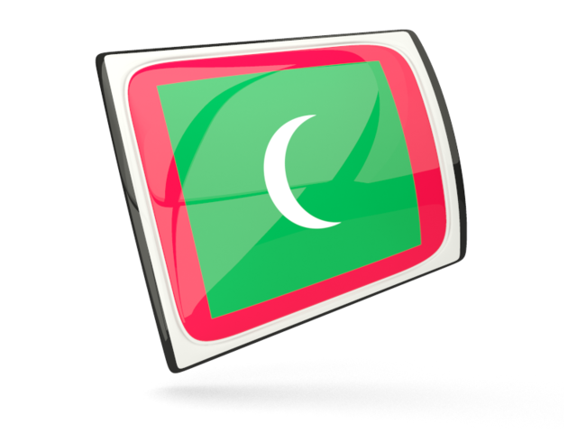 Glossy rectangular icon. Download flag icon of Maldives at PNG format