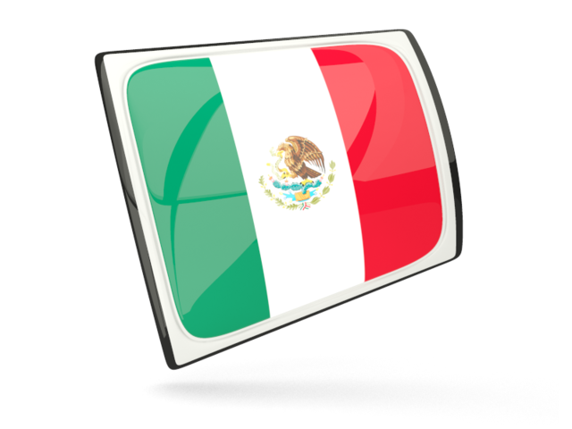 Glossy rectangular icon. Download flag icon of Mexico at PNG format