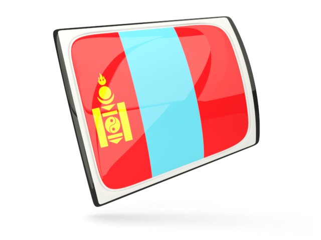 Glossy rectangular icon. Download flag icon of Mongolia at PNG format