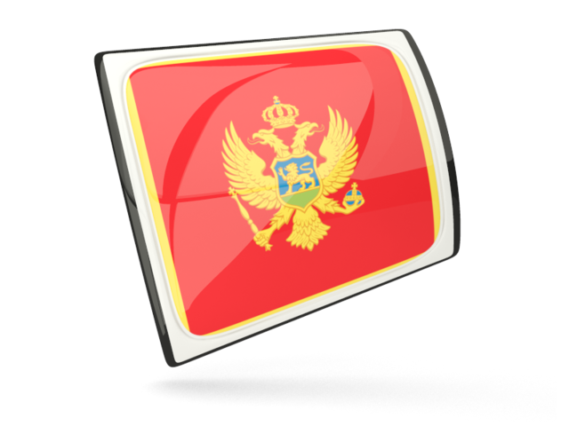 Glossy rectangular icon. Download flag icon of Montenegro at PNG format