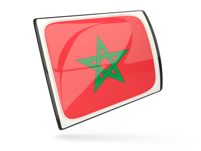 Glossy rectangular icon. Download flag icon of Morocco at PNG format