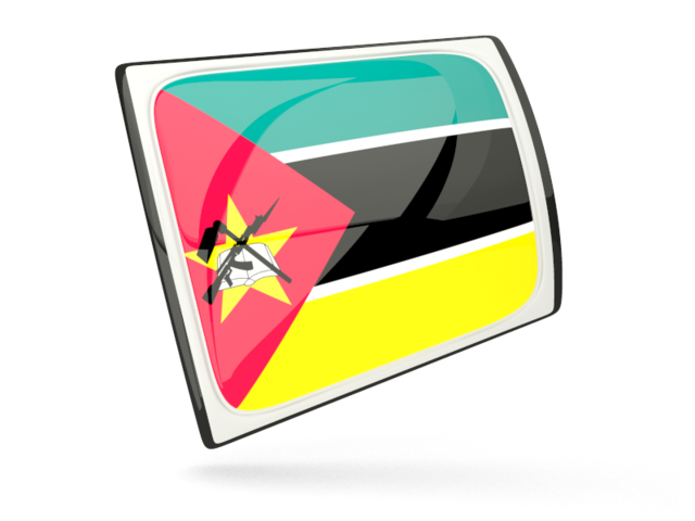Glossy rectangular icon. Download flag icon of Mozambique at PNG format
