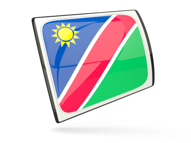Глянцевая прямоугольная иконка. Скачать флаг. Намибия