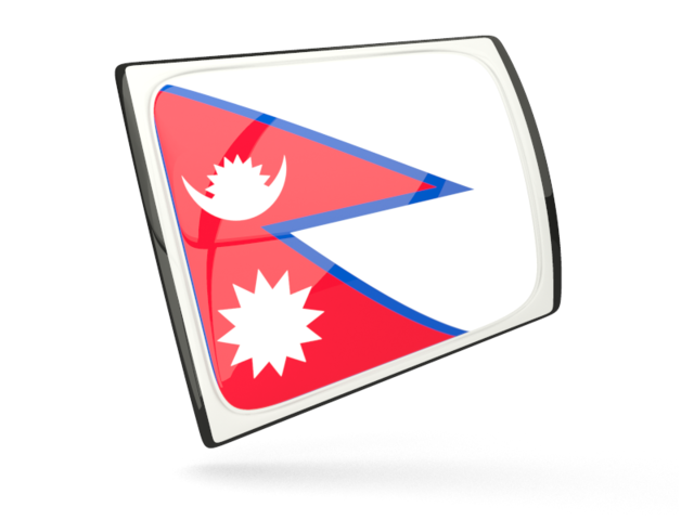 Glossy rectangular icon. Download flag icon of Nepal at PNG format