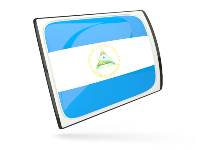 Glossy rectangular icon. Download flag icon of Nicaragua at PNG format