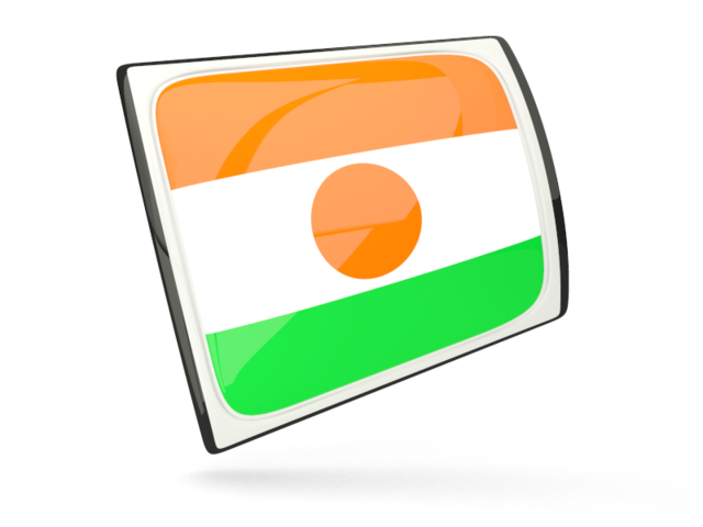 Glossy rectangular icon. Download flag icon of Niger at PNG format