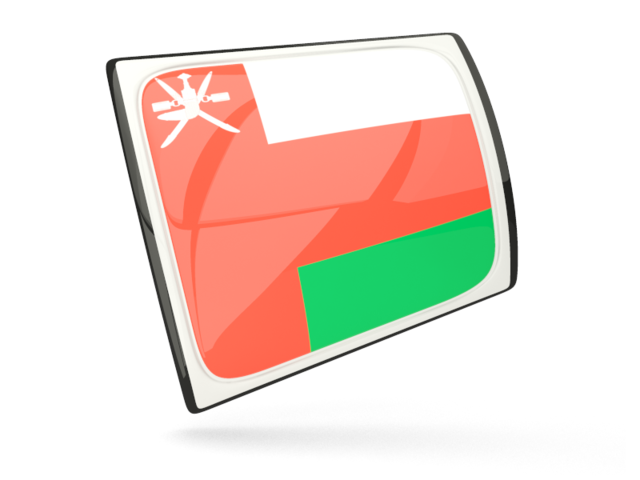 Glossy rectangular icon. Download flag icon of Oman at PNG format