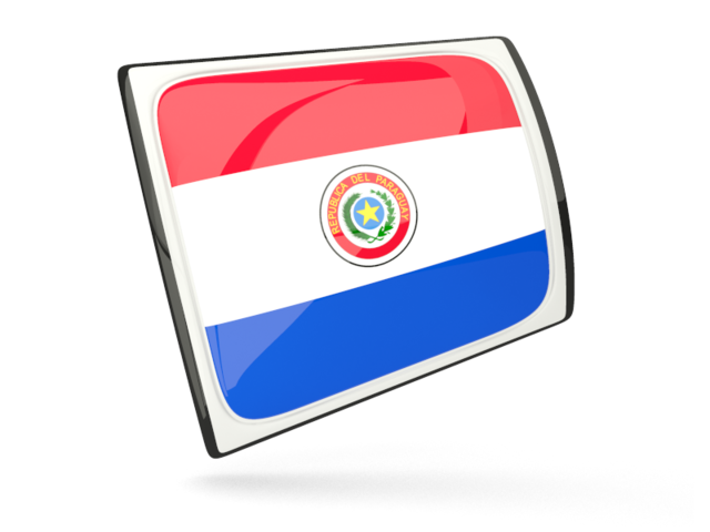 Glossy rectangular icon. Download flag icon of Paraguay at PNG format