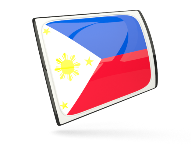 Глянцевая прямоугольная иконка. Скачать флаг. Филиппины