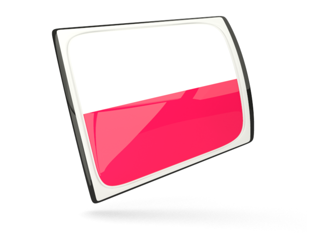 Glossy rectangular icon. Download flag icon of Poland at PNG format