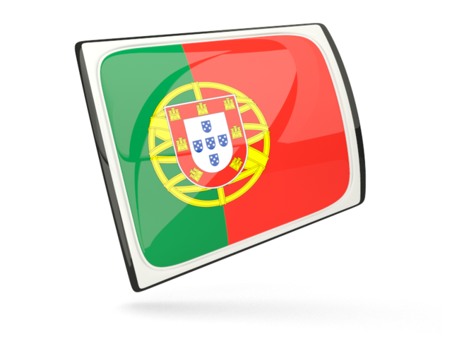 Глянцевая прямоугольная иконка. Скачать флаг. Португалия