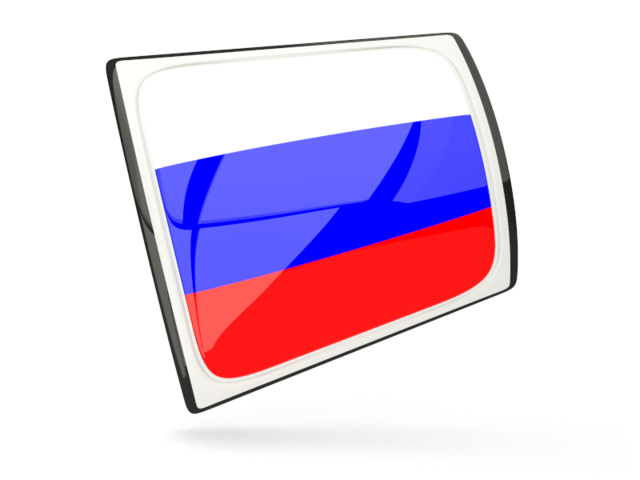 Glossy rectangular icon. Download flag icon of Russia at PNG format