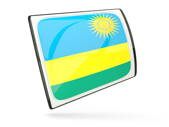 Glossy rectangular icon. Download flag icon of Rwanda at PNG format