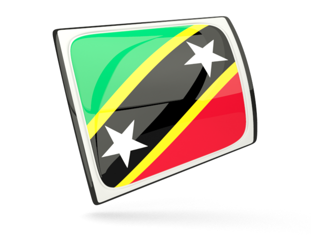 Glossy rectangular icon. Download flag icon of Saint Kitts and Nevis at PNG format