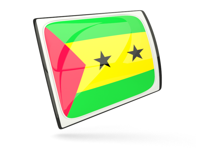 Glossy rectangular icon. Download flag icon of Sao Tome and Principe at PNG format